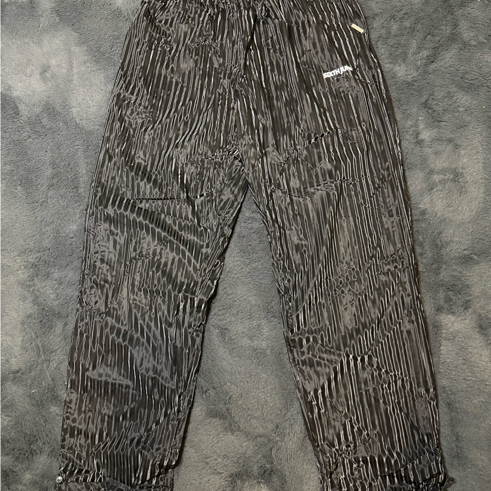 Sixth June Striped Black Pants Adjustable Legs Size Large NWT